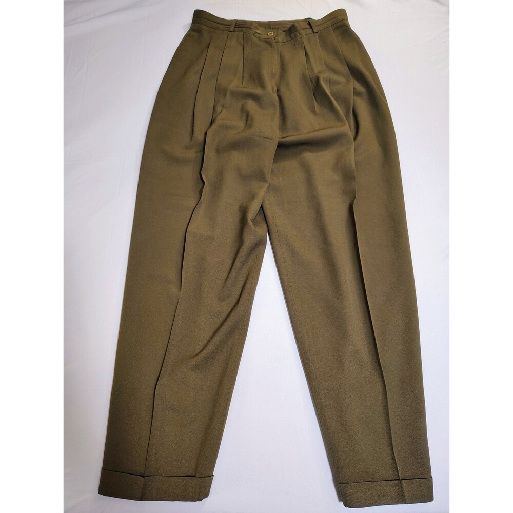 Vintage Jones New York Wool Pleated Dress Trousers Sz 16 Old Money Classic Green